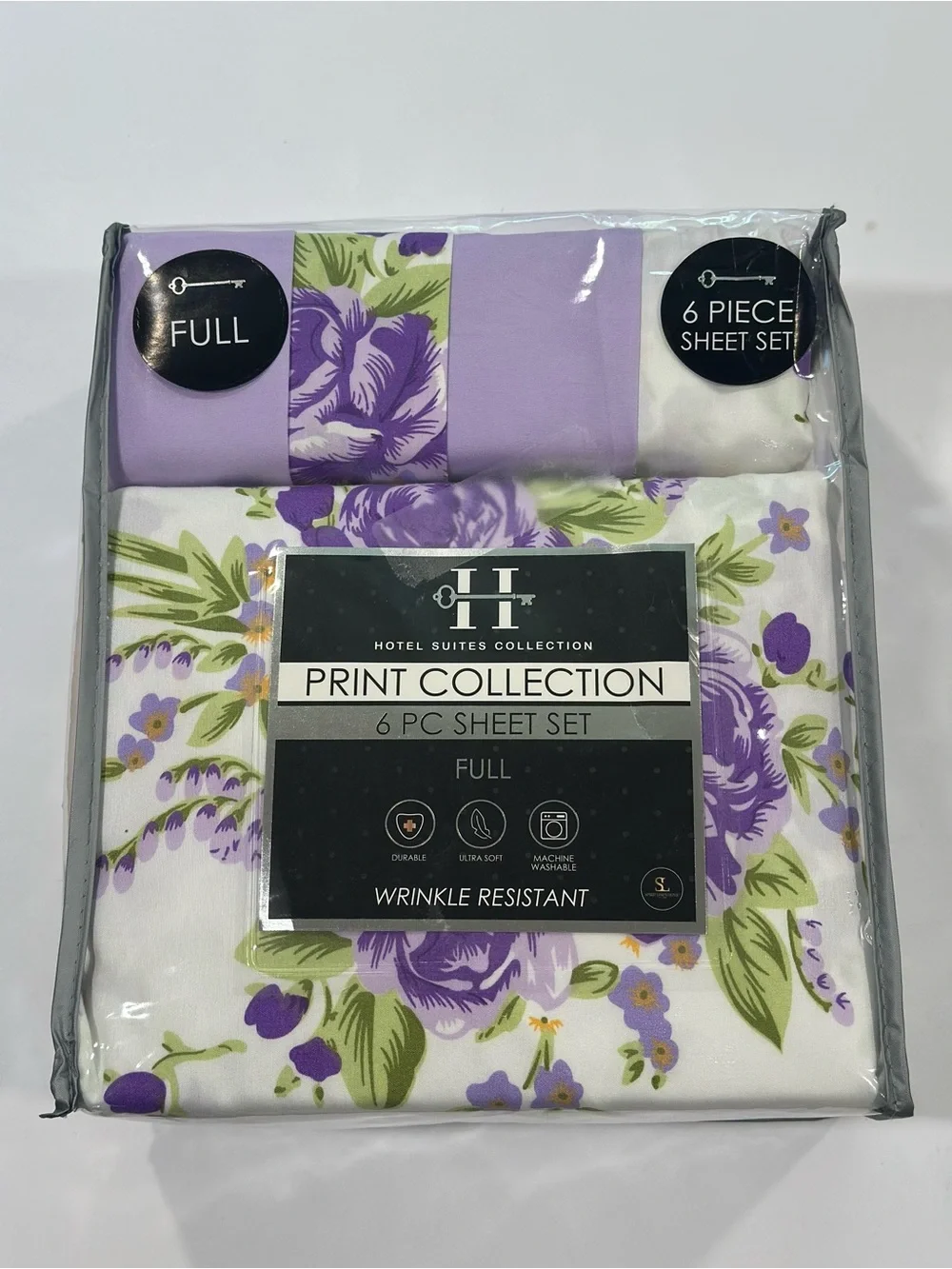 NEW Hotel Suites Collection Full - 6PC Floral Purple/Lavender Wrinkle Resistant